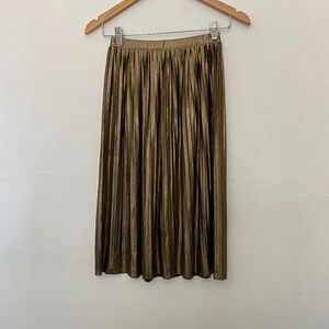 Topshop Gold Pleated Skirt